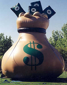 Moneybag advertising inflatables for rent in Phoenix.